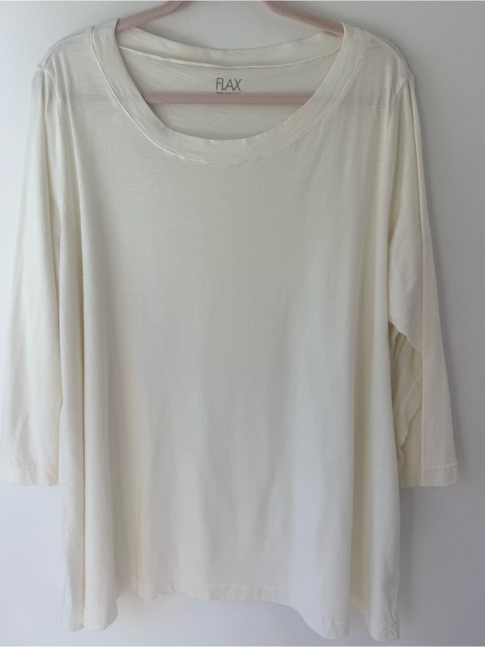 Flax Cream Scoop Neck 3/4 sleeve sz Generious 2(22-24)